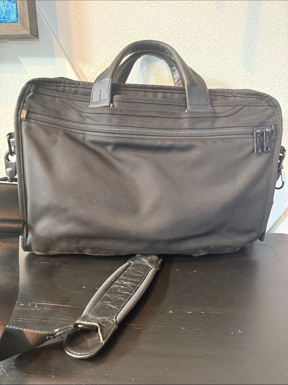Tumi Black Nylon Laptop Briefcase with Detachable Strap
